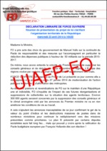 Déclaration liminaire de FO faite à la réunion de présentation du projet de loi clarifiant l’organisation territoriale de la République du mercredi 23 avril 2014