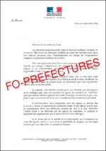 Lettre du Ministre Bernard Cazeneuve à FO PRÉFECTURES