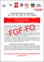 Communiqué commun des organisations CFTC – CGC – CGT – FAFP – FO – FSU – Solidaires – TOUTES ET TOUS MOBILISE(ES) LE 22 MARS 2018