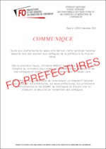 Communiqué de soutien aux collègues de la préfecture de la Haute Loire suite aux évènements du samedi 1er novembre 2018
