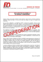 Déclaration solennelle du bureau confédéral FO  du 21 mai