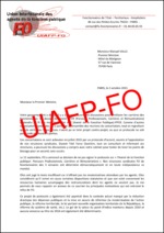 Courrier de l’UIAP-FO au Premier Ministre – protocole PPCR