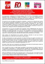 COMMUNIQUE DE PRESSE DES ORGANISATIONS SYNDICALES DE LA FONCTION PUBLIQUE : CGT – FO – FSU et SOLIDAIRES