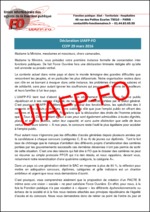 Déclaration de l’UIAFP-FO au Conseil commun de la Fonction publique du 29 mars 2016