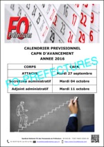 Calendrier prévisionnel des CAPN d’avancement  du deuxième semestre 2016