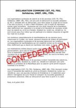 DECLARATION COMMUNE CGT, FO, FSU, Solidaires, UNEF, UNL, FIDL