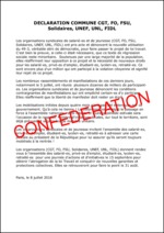 DECLARATION COMMUNE CGT, FO, FSU, Solidaires, UNEF, UNL, FIDL