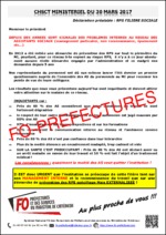 Déclaration préalable du 30 mars 2017 faite lors du CHSCTM relative aux conditions de travail de la filière sociale