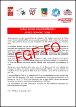 Communiqué de presse des organisations syndicales de la Fonction publique de l’Etat : CGT,  CGC, FO,  FSU, UNSA et Solidaires , intitulé : « Action publique interministérielle – Assez de ponctions !