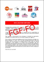 DÉCLARATION DES 9 OS FP – CONCERTATION : REFONDER LE CONTRAT SOCIAL AVEC LES AGENTS PUBLICS REUNION DU 4 AVRIL 2018