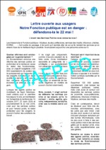 Lettre ouverte aux usagers des OS FP – Notre Fonction publique est en danger – défendons-la le 22 mai