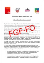 Communiqué de presse des OS FPE –  CGT – FO – FSU – SOLIDAIRES – CIAS 6 novembre 2018