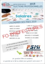 Calendrier des paies  2019