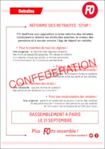 Rassemblement FO pour les retraites le 21 septembre