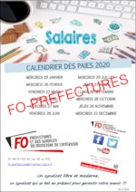 Calendrier des paies de l’année 2020