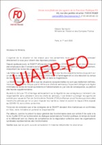 Courrier adressé le 1er avril 2020 par l’UIAFP FO à Gérald Darmanin et à Olivier Dussopt