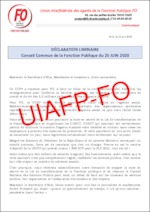 Déclaration liminaire lue lors du Conseil Commun de la Fonction publique du 25 juin 2020