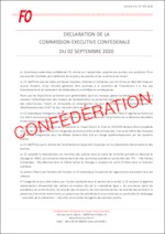 Déclaration de la Commission Exécutive Confédérale FO du 2 septembre 2020