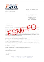Courrier d’Yves LEFEBVRE, secrétaire général de la FSMI-FO à destination du Ministre de l’Intérieur
