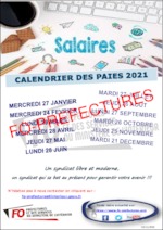 Calendrier des paies 2021