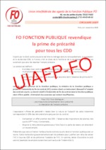 FO Fonction publique revendique la prime de précarité pour tous les CDD