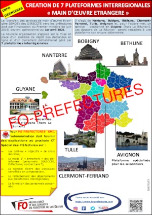 Transfert des services de la main d’œuvre étrangère, localisation des plateformes interrégionales