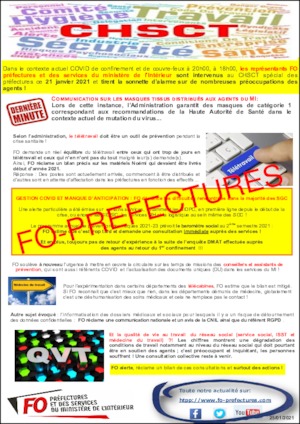CHSCT spécial des préfectures du 21 janvier 2021