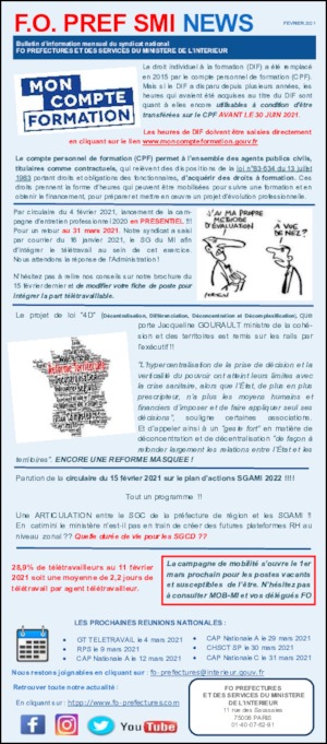 Newsletter – FOPREF SMI – février 2021