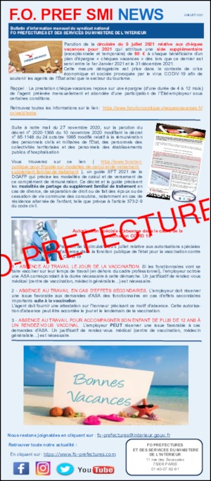 Newsletter – FOPREF SMI – juillet 2021