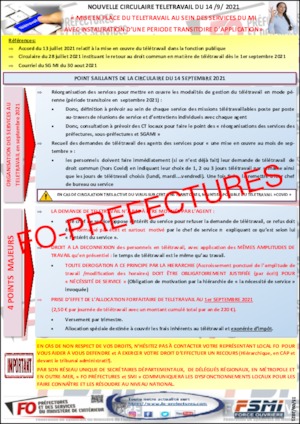 Circulaire relative à la mise en place du télétravail dans les services du ministère de l’intérieur et à l’instauration d’une période transitoire