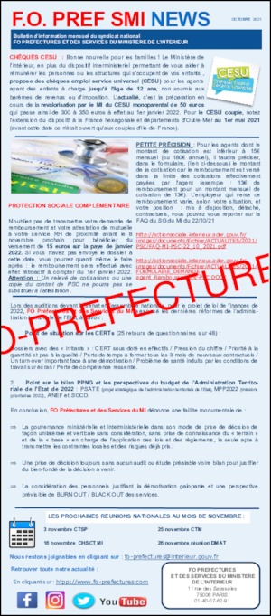 Newsletter – FOPREF SMI – octobre 2021