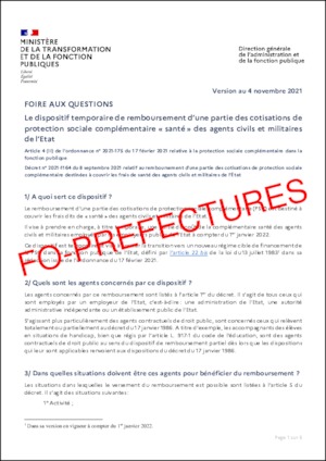 DGAFP – FAQ Dispositif temporaire de remboursement cotisations PSC – FPE