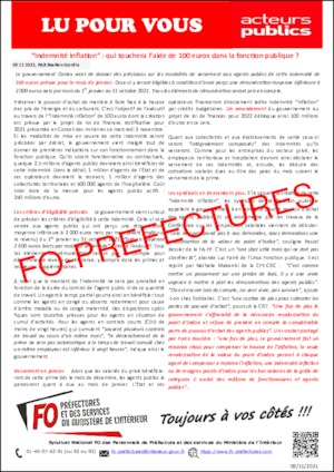 Lu pour vous suite à un article d’article d’Acteurs Publics intitulé:  Indemnité inflation –  qui touchera l’aide de 100 euros dans la fonction publique