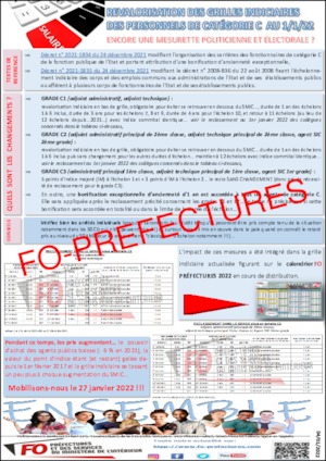 Catégorie C – mesurettes grille indiciaire et bonification d’ancienneté de 1 an
