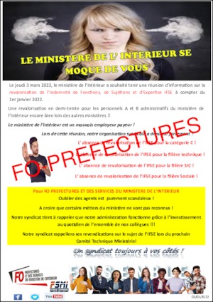 Convergence indemnitaire – courrier du ministre