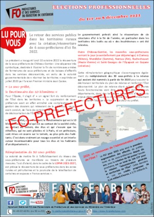 Lu pour vous : Création de 6 sous-préfectures