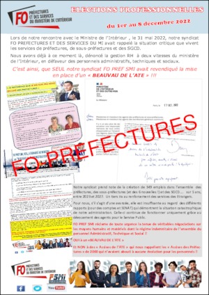 Courrier du Ministre de l’intérieur et des outre-mer aux agents des préfectures, sous-préfectures et SGC-D – OS CTSP