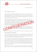 Lettre du Secrétaire Général de la confédération aux syndicats