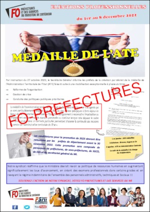 Instruction relative à la création de la médaille de l’administration territoriale de l’Etat