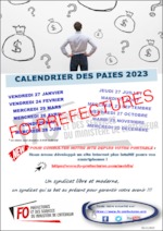 Calendrier des paies pour 2023