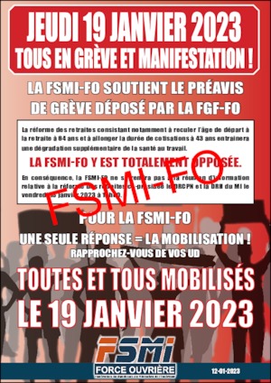 Grève et mobilisation pour le 19 janvier 2023