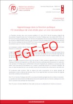 Apprentissage dans la Fonction Publique : FO revendique de vrais droits pour un vrai recrutement