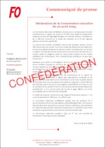 Déclaration de la Commission exécutive FO du 20 avril 2023