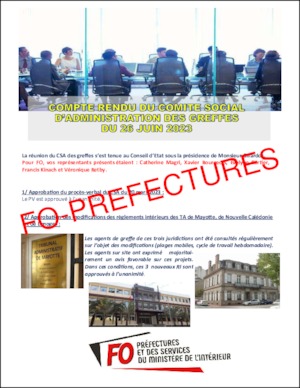 Compte rendu FO suite au CSA des juridictions administratives du 26 juin