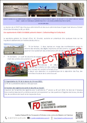 Compte rendu de la CSSCT des juridictions administratives du 29 juin 2023