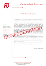 Communiqué confédéral FO – Solidarité avec Mayotte !