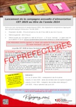 Lancement de la campagne annuelle de CET 2025 au titre de l’année 2024
