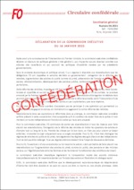 Déclaration de la Commission Exécutive de la Confédération FO du 16 janvier.