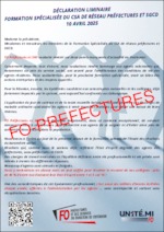 Déclaration liminaire FOPREF SMI – formation spécialisée CSA de réseau préfectures SGCD