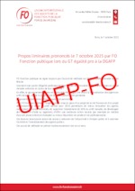 ropos liminaires prononcés le 7 octobre 2025 par FO Fonction publique lors du GT égalité pro à la DGAFP